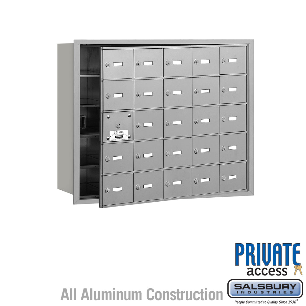 4B+ Horizontal Mailbox (Includes Master Commercial Lock) - 25 A Doors (24 usable) - Aluminum - Front Loading - Private Access