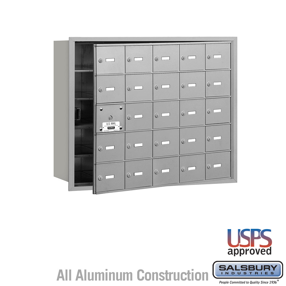 4B+ Horizontal Mailbox - 25 A Doors (24 usable) - Aluminum - Front Loading - USPS Access