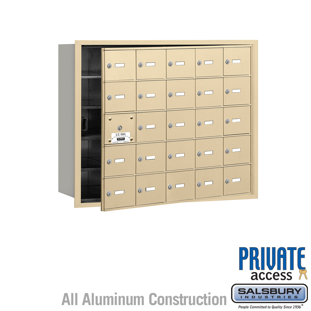 4B+ Horizontal Mailbox (Includes Master Commercial Lock) - 25 A Doors (24 usable) - Sandstone - Front Loading - Private Access