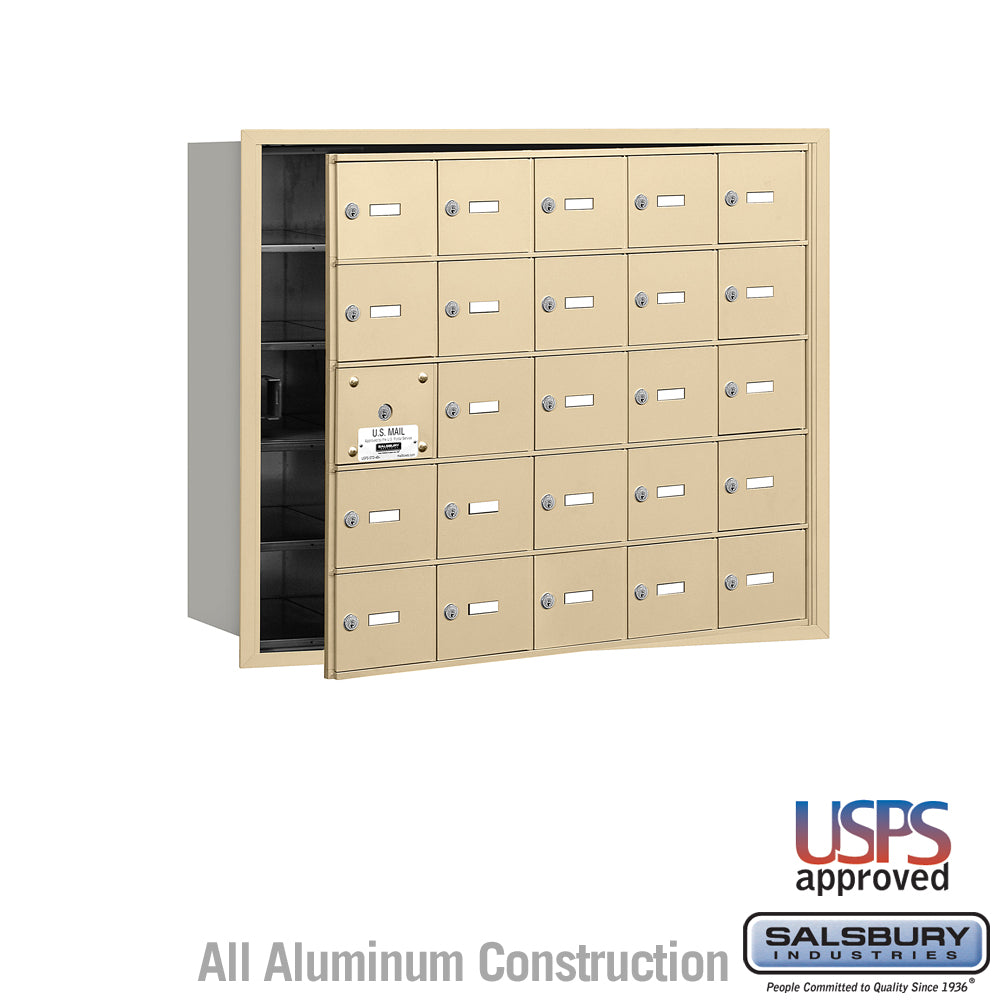 4B+ Horizontal Mailbox - 25 A Doors (24 usable) - Sandstone - Front Loading - USPS Access