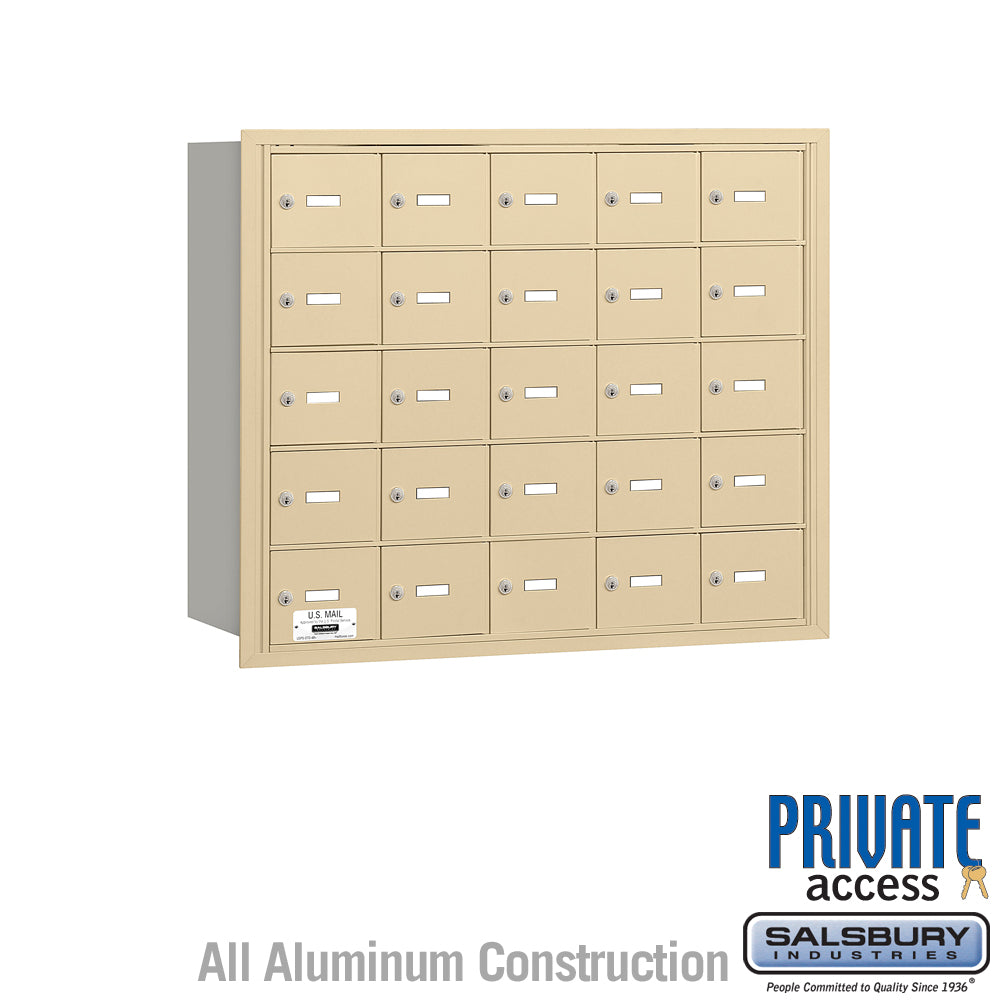 4B+ Horizontal Mailbox - 25 A Doors - Sandstone - Rear Loading - Private Access