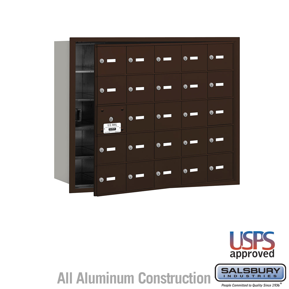 4B+ Horizontal Mailbox - 25 A Doors (24 usable) - Bronze - Front Loading - USPS Access