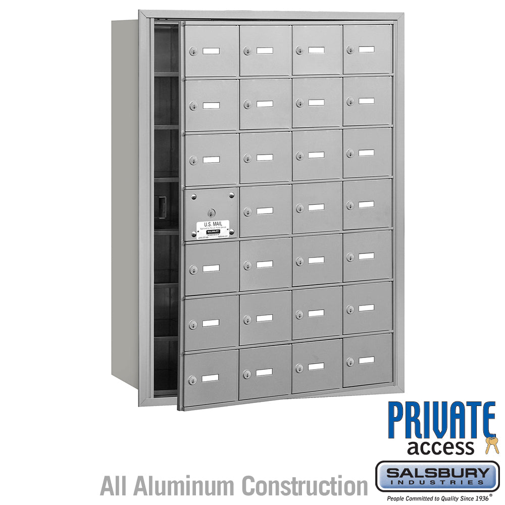 4B+ Horizontal Mailbox (Includes Master Commercial Lock) - 28 A Doors (27 usable) - Aluminum - Front Loading - Private Access