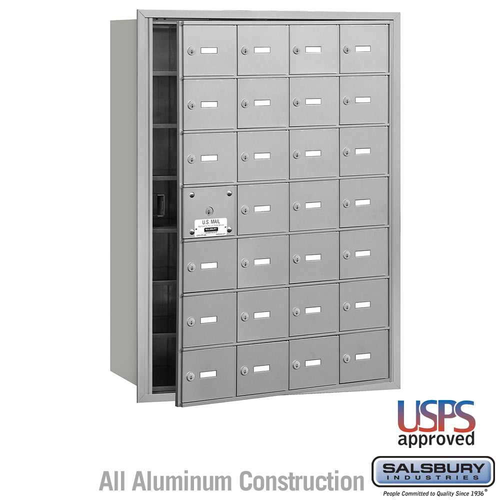 4B+ Horizontal Mailbox - 28 A Doors (27 usable) - Aluminum - Front Loading - USPS Access