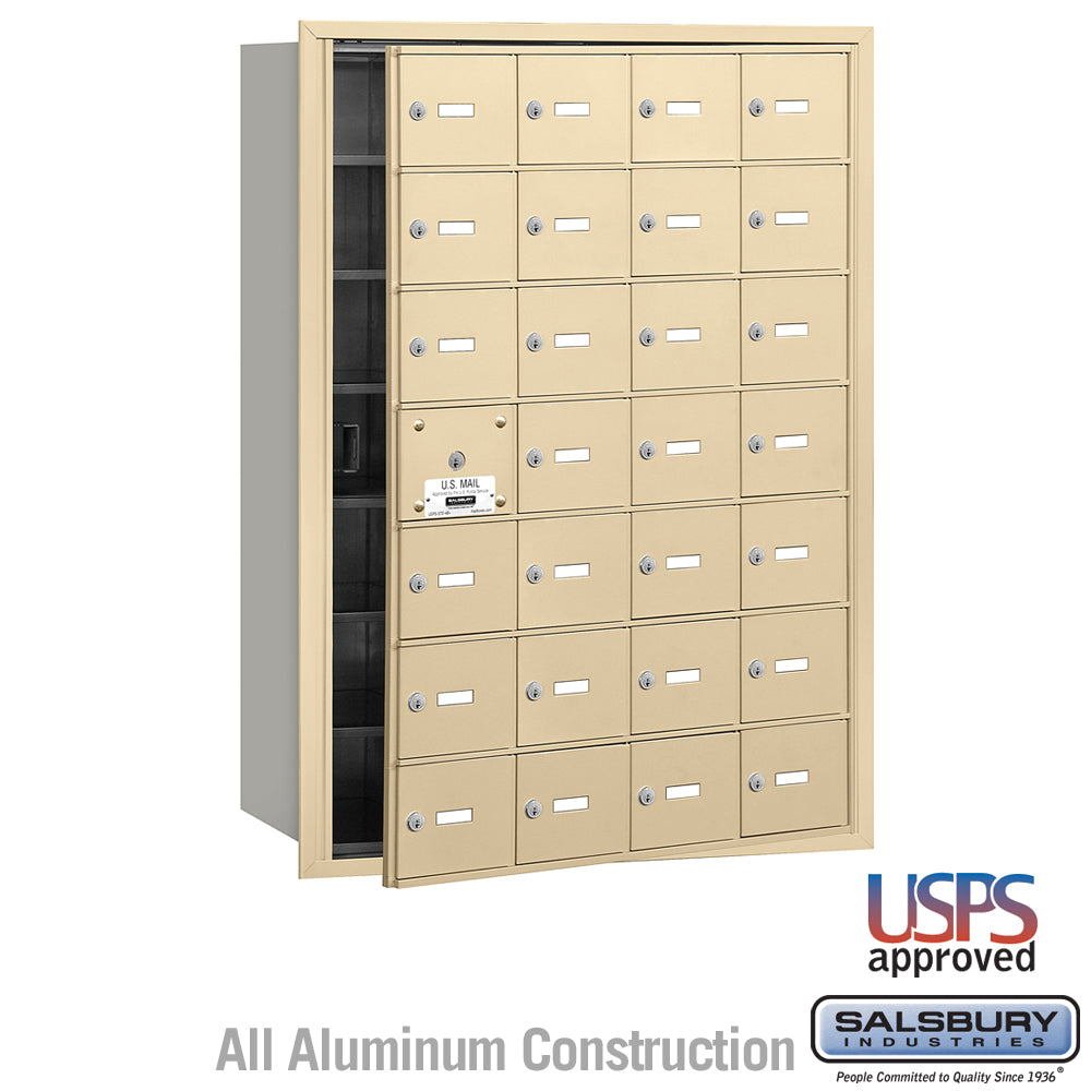 4B+ Horizontal Mailbox - 28 A Doors (27 usable) - Sandstone - Front Loading - USPS Access