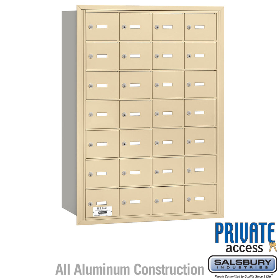 4B+ Horizontal Mailbox - 28 A Doors - Sandstone - Rear Loading - Private Access