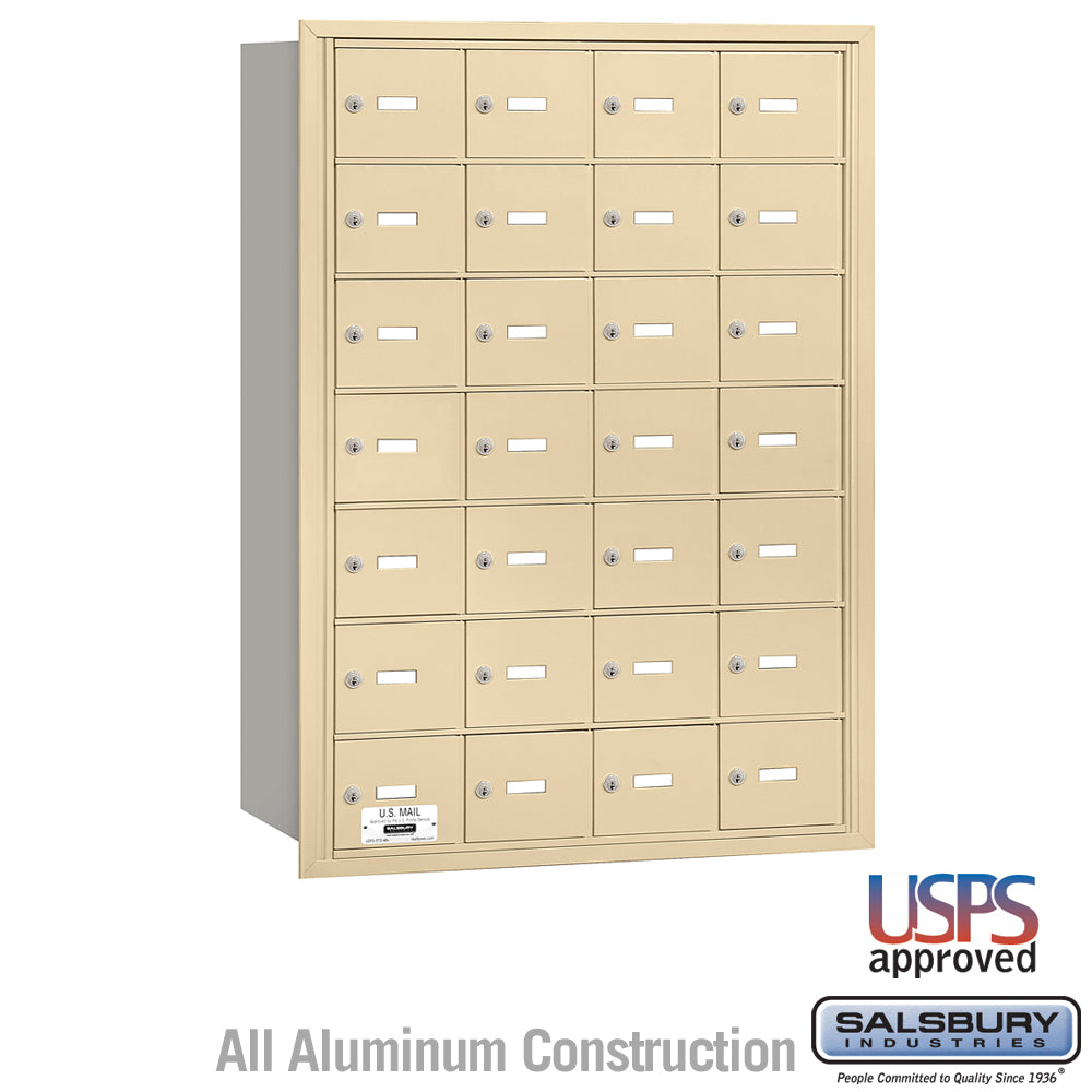 4B+ Horizontal Mailbox - 28 A Doors - Sandstone - Rear Loading - USPS Access