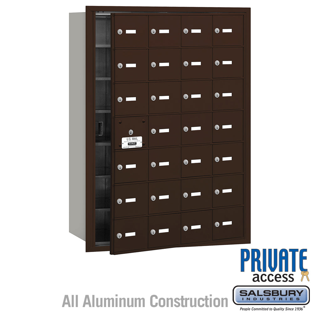 4B+ Horizontal Mailbox (Includes Master Commercial Lock) - 28 A Doors (27 usable) - Bronze - Front Loading - Private Access