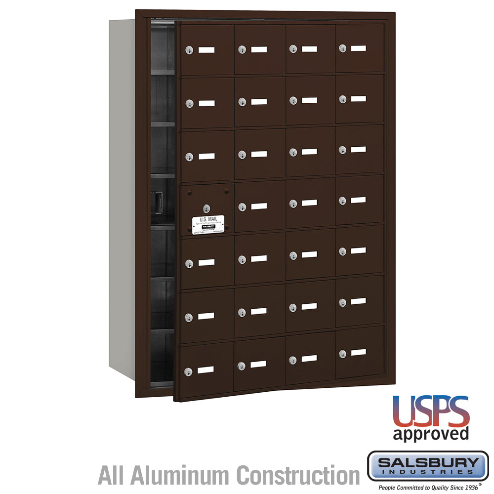 4B+ Horizontal Mailbox - 28 A Doors (27 usable) - Bronze - Front Loading - USPS Access