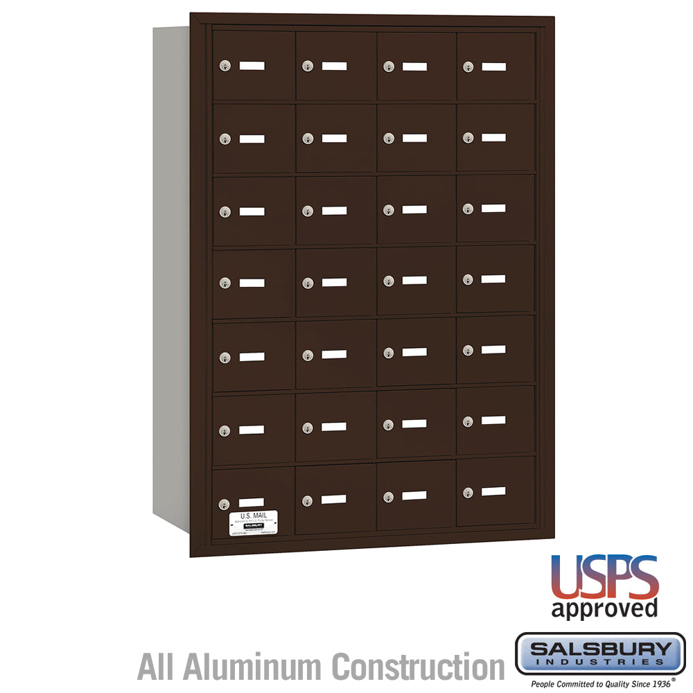 4B+ Horizontal Mailbox - 28 A Doors - Bronze - Rear Loading - USPS Access