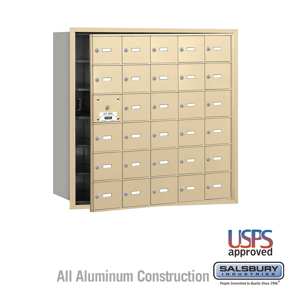 4B+ Horizontal Mailbox - 30 A Doors (29 usable) - Sandstone - Front Loading - USPS Access