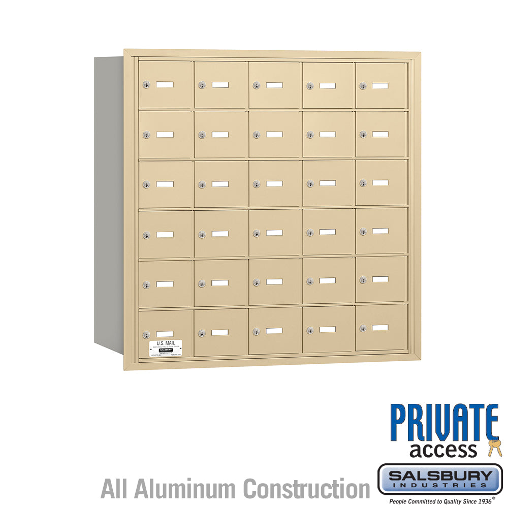 4B+ Horizontal Mailbox - 30 A Doors - Sandstone - Rear Loading - Private Access