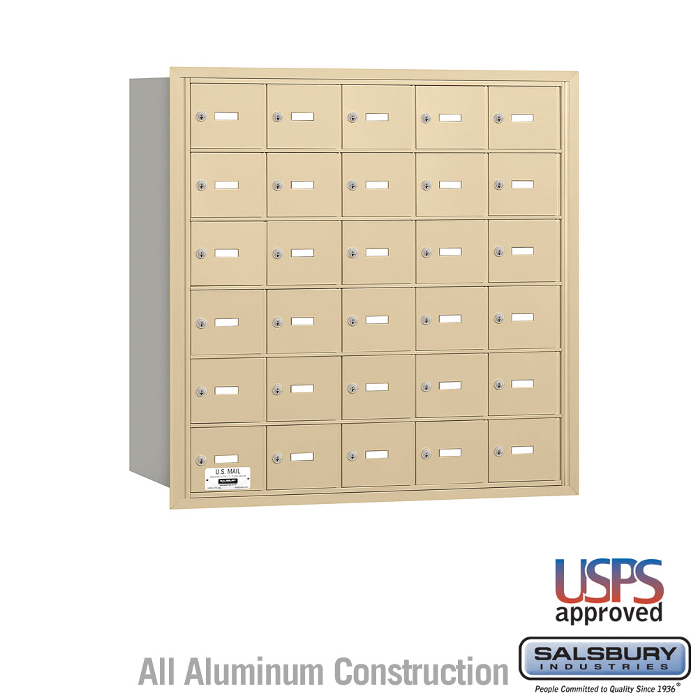 4B+ Horizontal Mailbox - 30 A Doors - Sandstone - Rear Loading - USPS Access