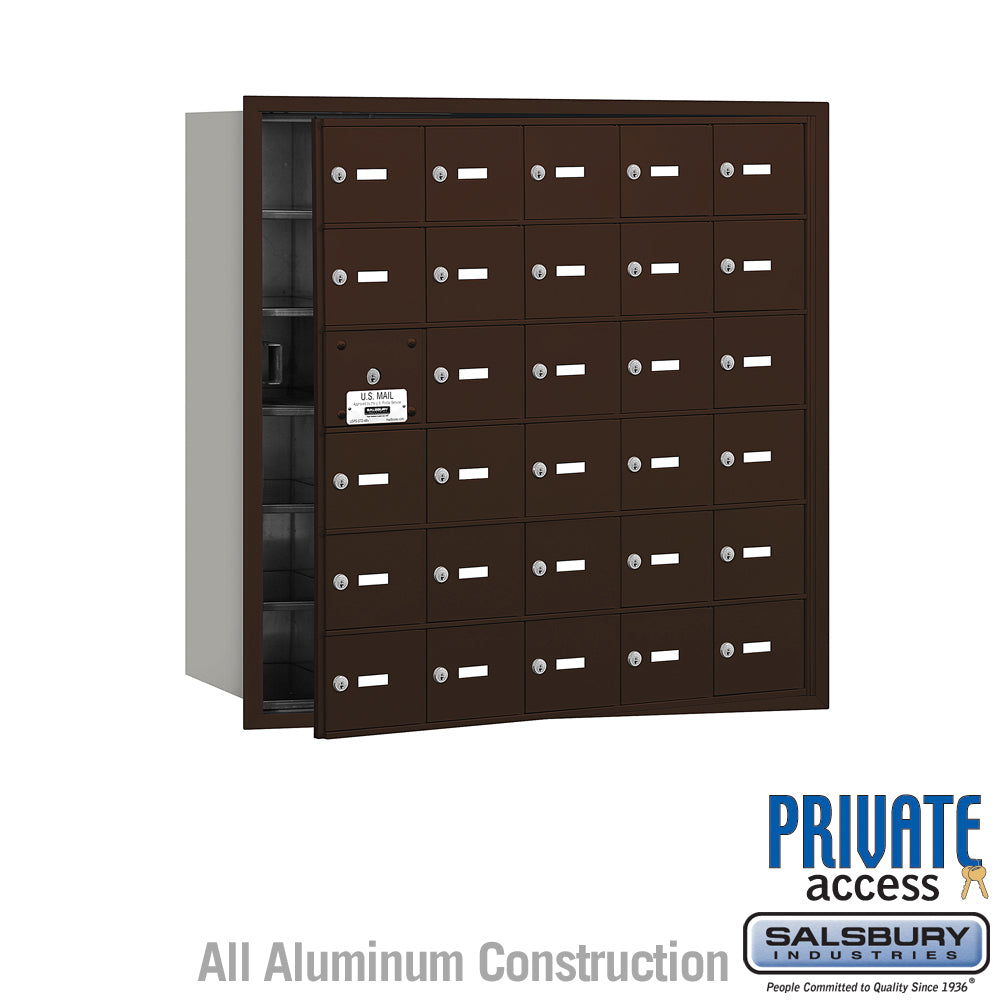 4B+ Horizontal Mailbox (Includes Master Commercial Lock) - 30 A Doors (29 usable) - Bronze - Front Loading - Private Access