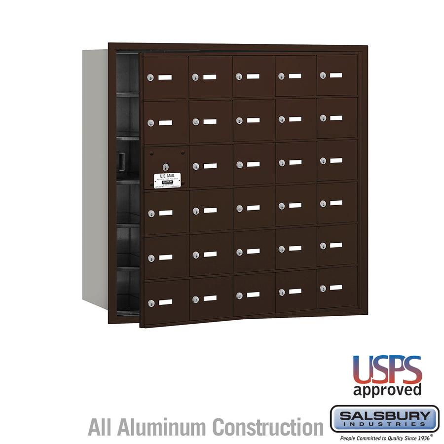 4B+ Horizontal Mailbox - 30 A Doors (29 usable) - Bronze - Front Loading - USPS Access