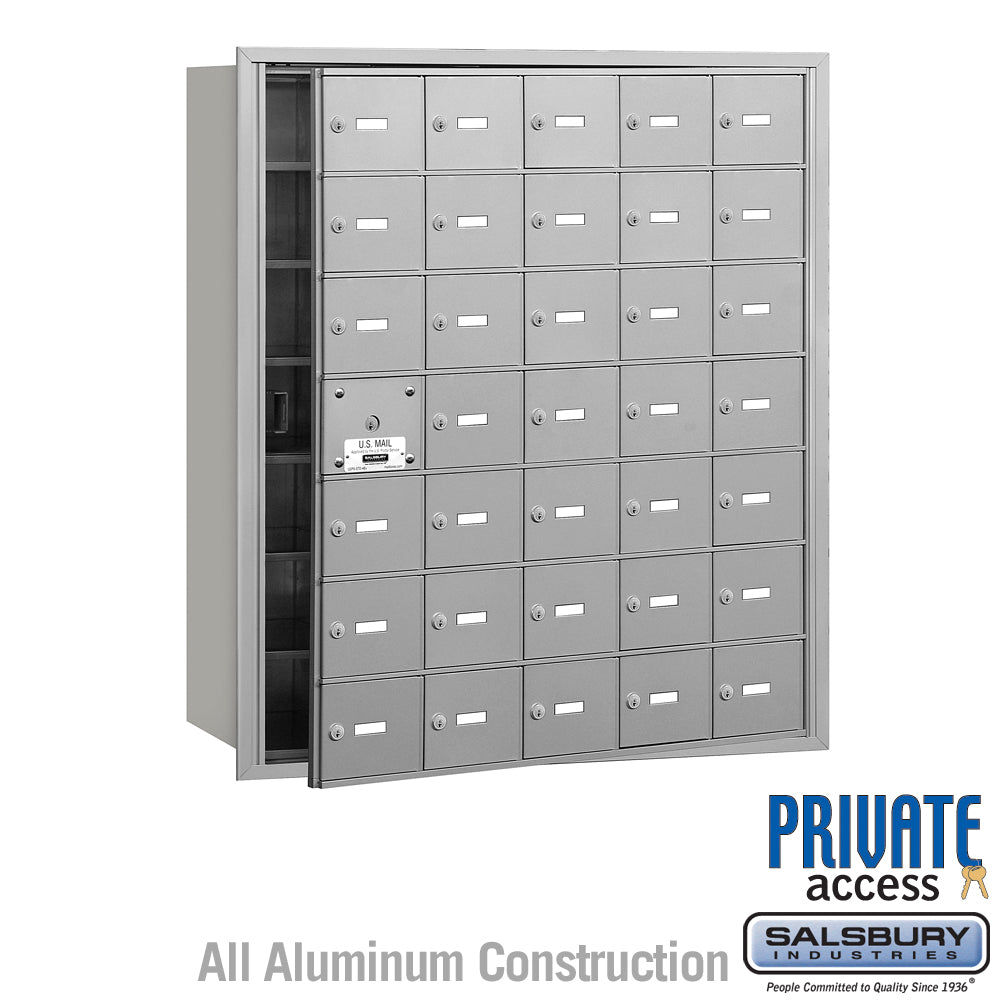 4B+ Horizontal Mailbox (Includes Master Commercial Lock) - 35 A Doors (34 usable) - Aluminum - Front Loading - Private Access