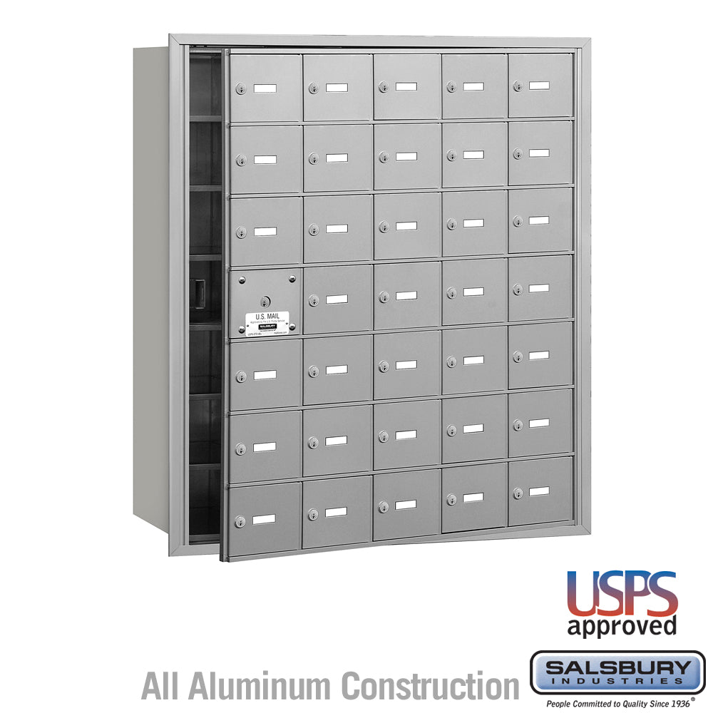 4B+ Horizontal Mailbox - 35 A Doors (34 usable) - Aluminum - Front Loading - USPS Access