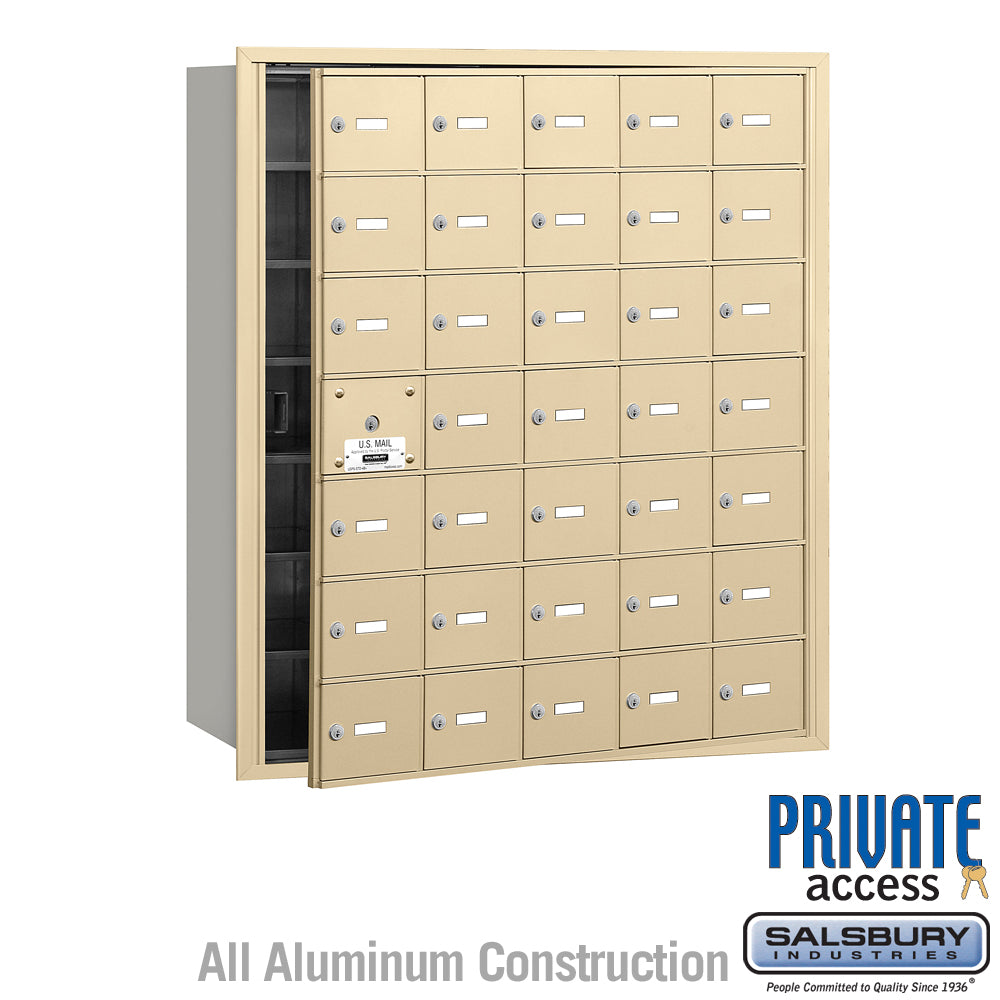 4B+ Horizontal Mailbox (Includes Master Commercial Lock) - 35 A Doors (34 usable) - Sandstone - Front Loading - Private Access