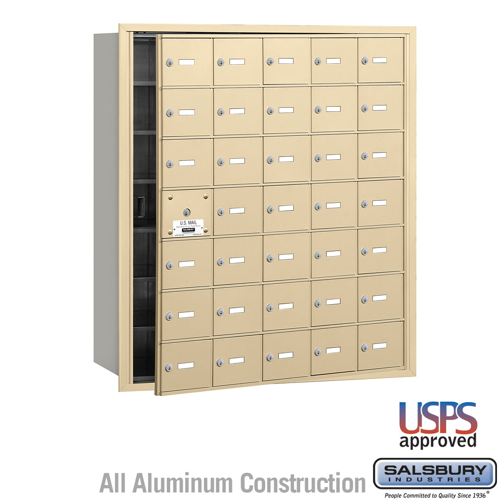 4B+ Horizontal Mailbox - 35 A Doors (34 usable) - Sandstone - Front Loading - USPS Access