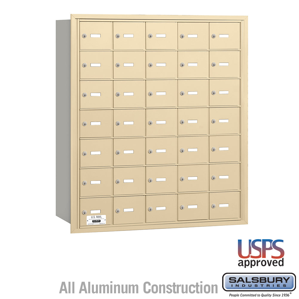 4B+ Horizontal Mailbox - 35 A Doors - Sandstone - Rear Loading - USPS Access