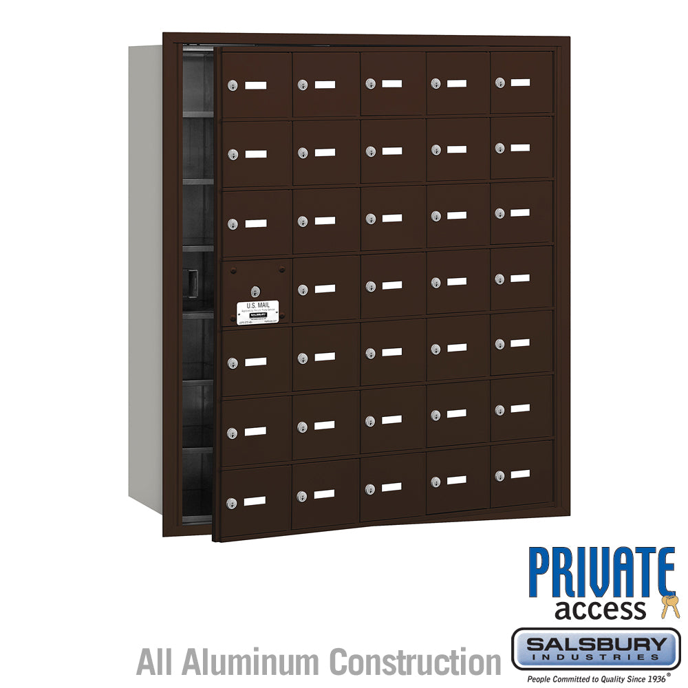 4B+ Horizontal Mailbox (Includes Master Commercial Lock) - 35 A Doors (34 usable) - Bronze - Front Loading - Private Access