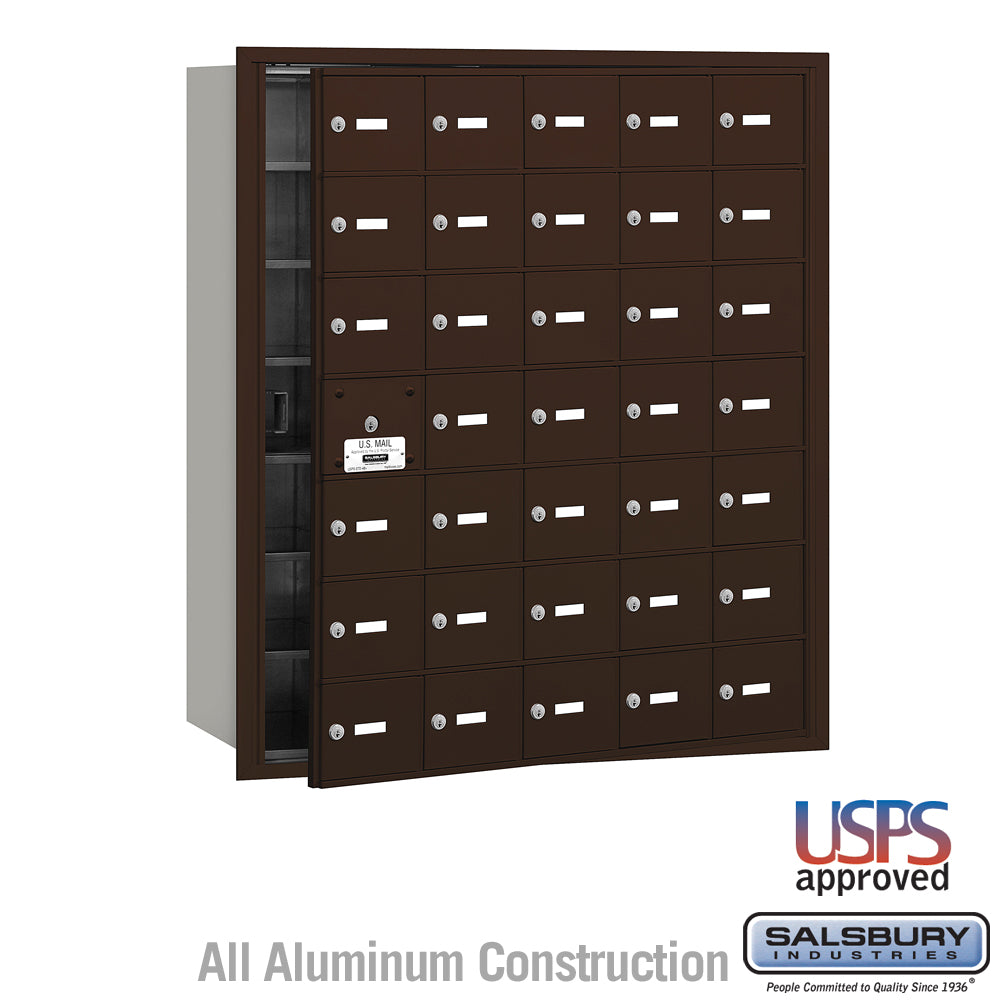 4B+ Horizontal Mailbox - 35 A Doors (34 usable) - Bronze - Front Loading - USPS Access