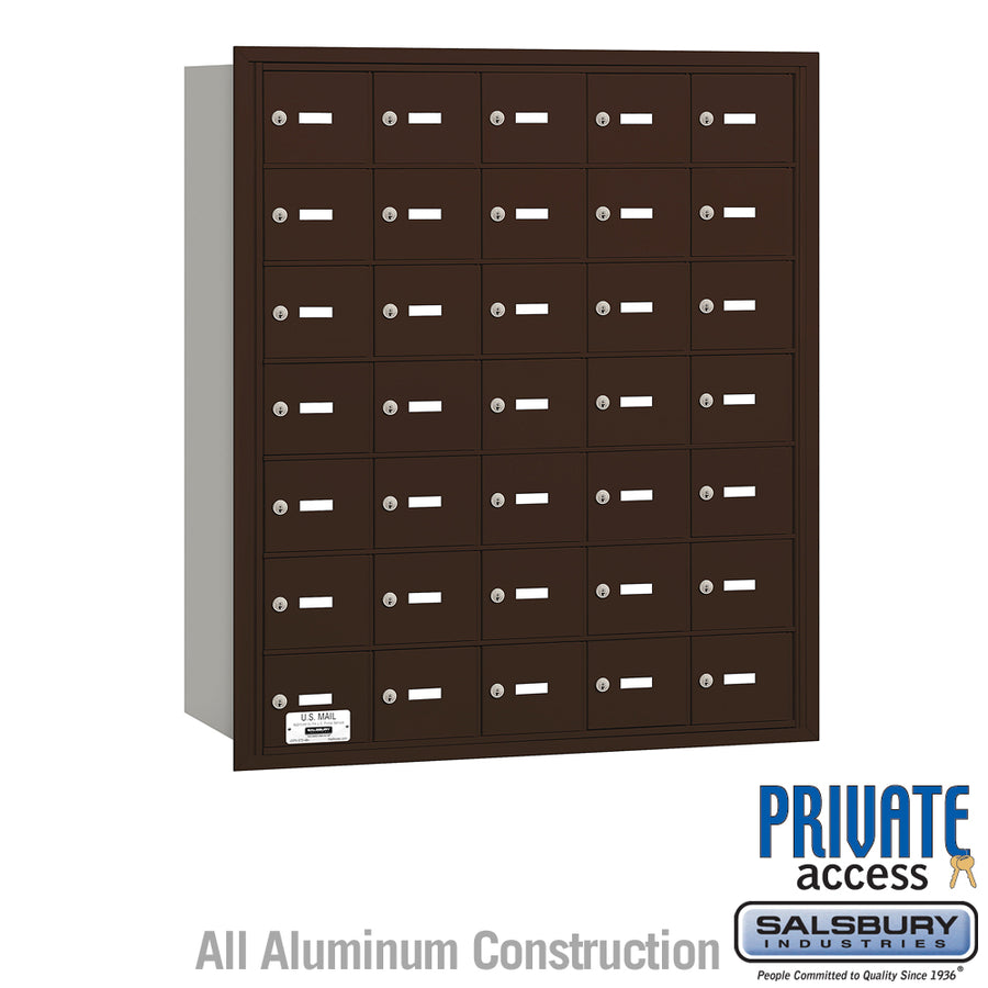 4B+ Horizontal Mailbox - 35 A Doors - Bronze - Rear Loading - Private Access