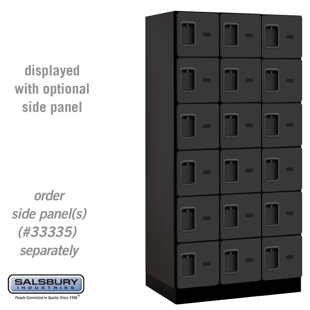 12" Wide Six Tier Box Style Designer Wood Locker - 3 Wide - 6 Feet High - 21 Inches Deep - Black