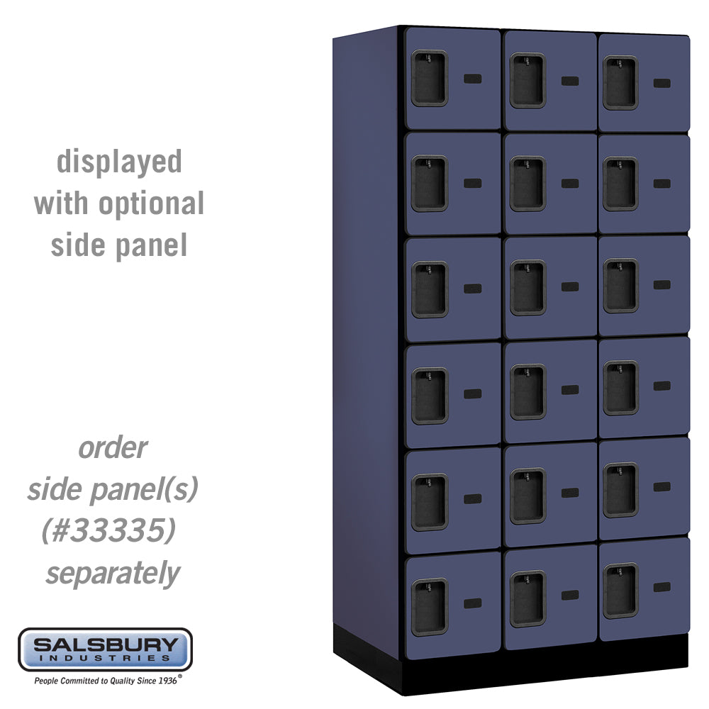 12" Wide Six Tier Box Style Designer Wood Locker - 3 Wide - 6 Feet High - 21 Inches Deep - Blue