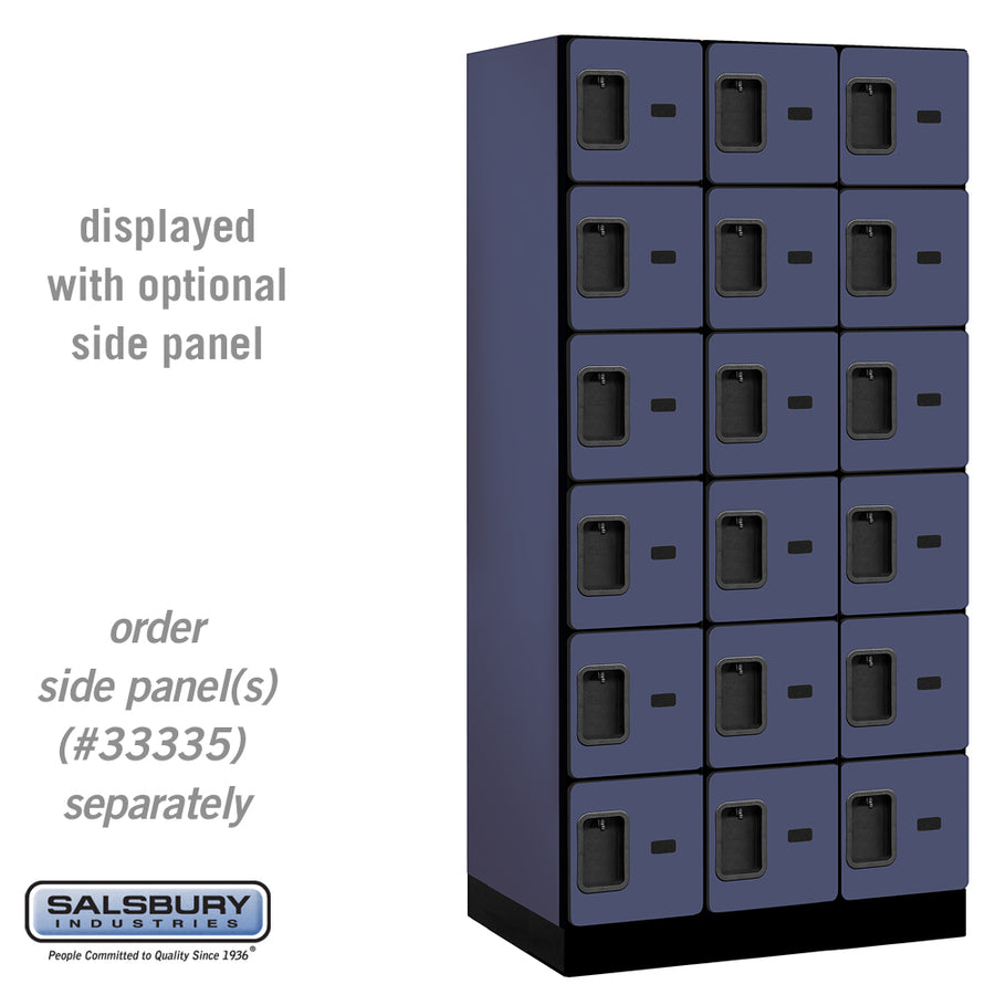 12" Wide Six Tier Box Style Designer Wood Locker - 3 Wide - 6 Feet High - 21 Inches Deep - Blue