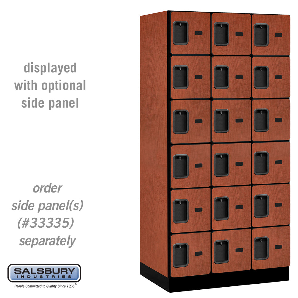 12" Wide Six Tier Box Style Designer Wood Locker - 3 Wide - 6 Feet High - 21 Inches Deep - Cherry