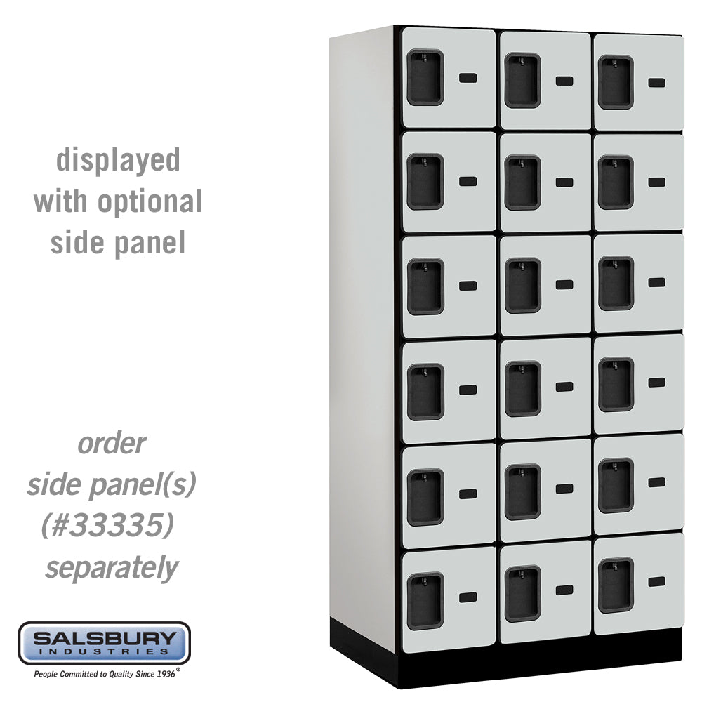 12" Wide Six Tier Box Style Designer Wood Locker - 3 Wide - 6 Feet High - 21 Inches Deep - Gray