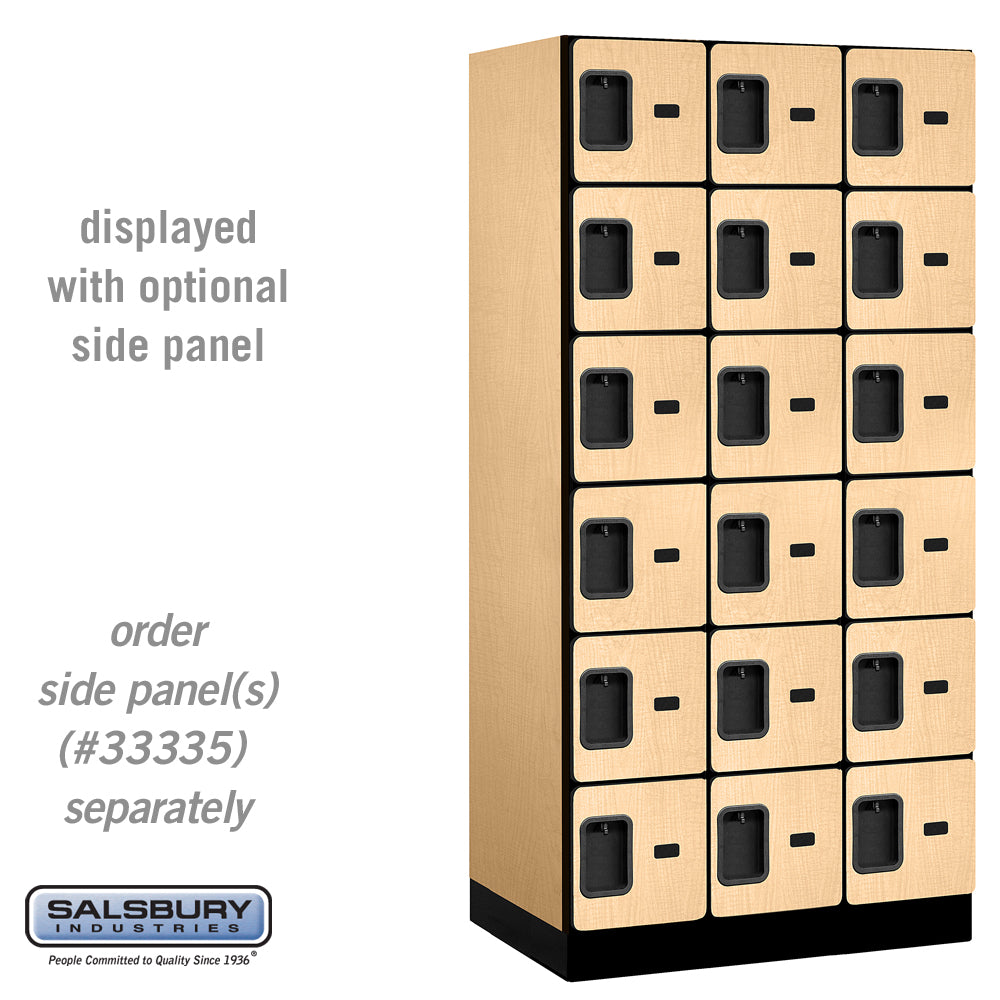 12" Wide Six Tier Box Style Designer Wood Locker - 3 Wide - 6 Feet High - 21 Inches Deep - Maple