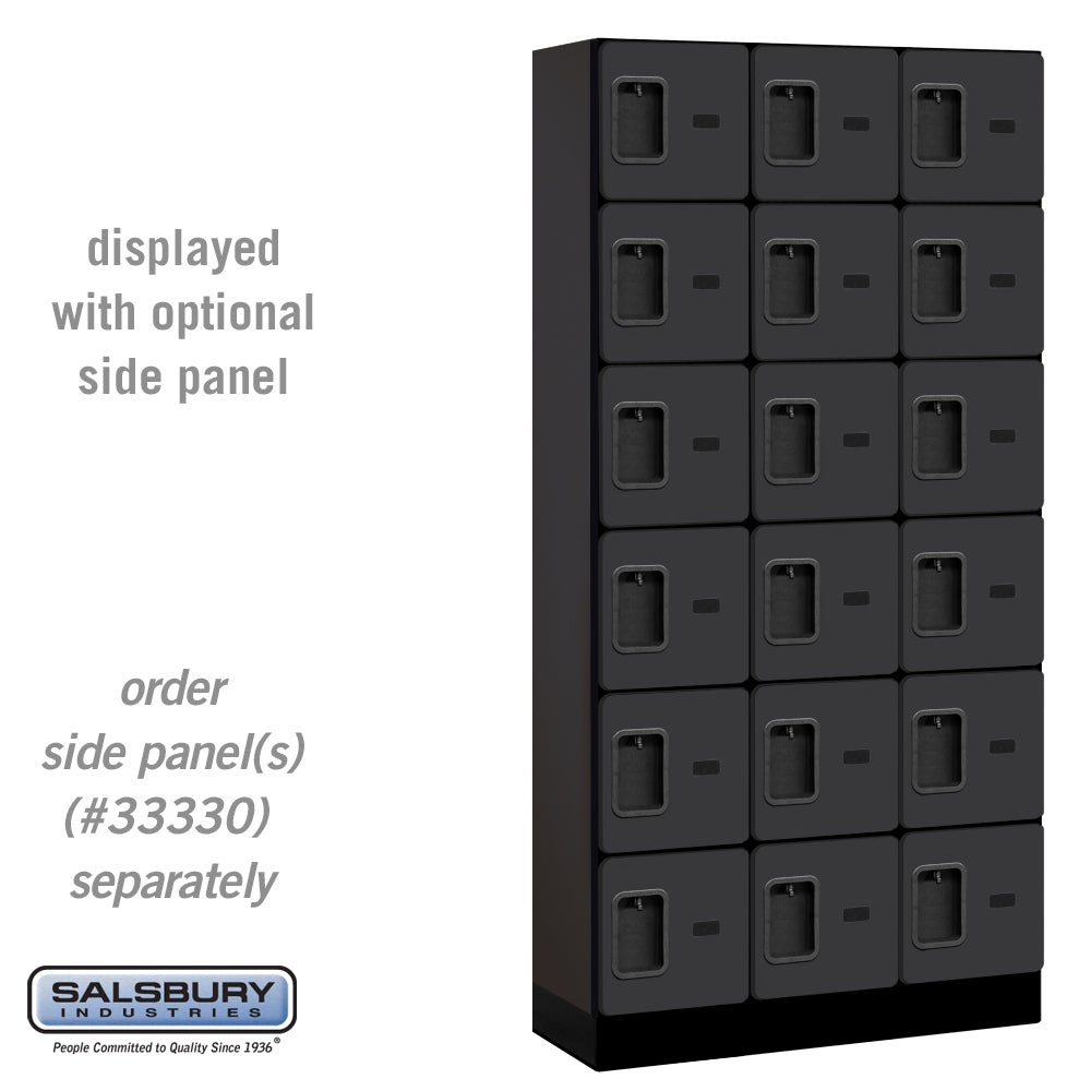 12" Wide Six Tier Box Style Designer Wood Locker - 3 Wide - 6 Feet High - 15 Inches Deep - Black