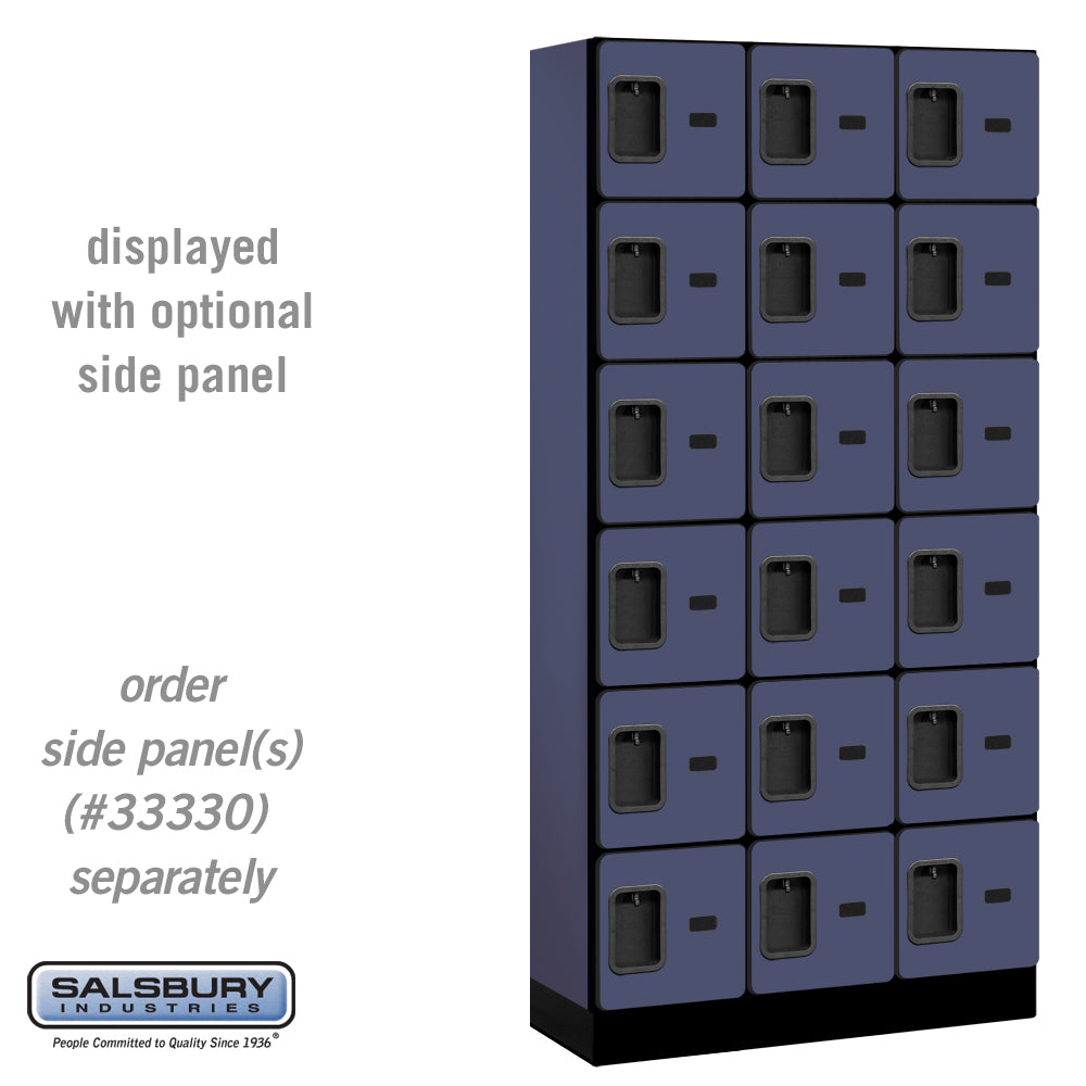 12" Wide Six Tier Box Style Designer Wood Locker - 3 Wide - 6 Feet High - 15 Inches Deep - Blue