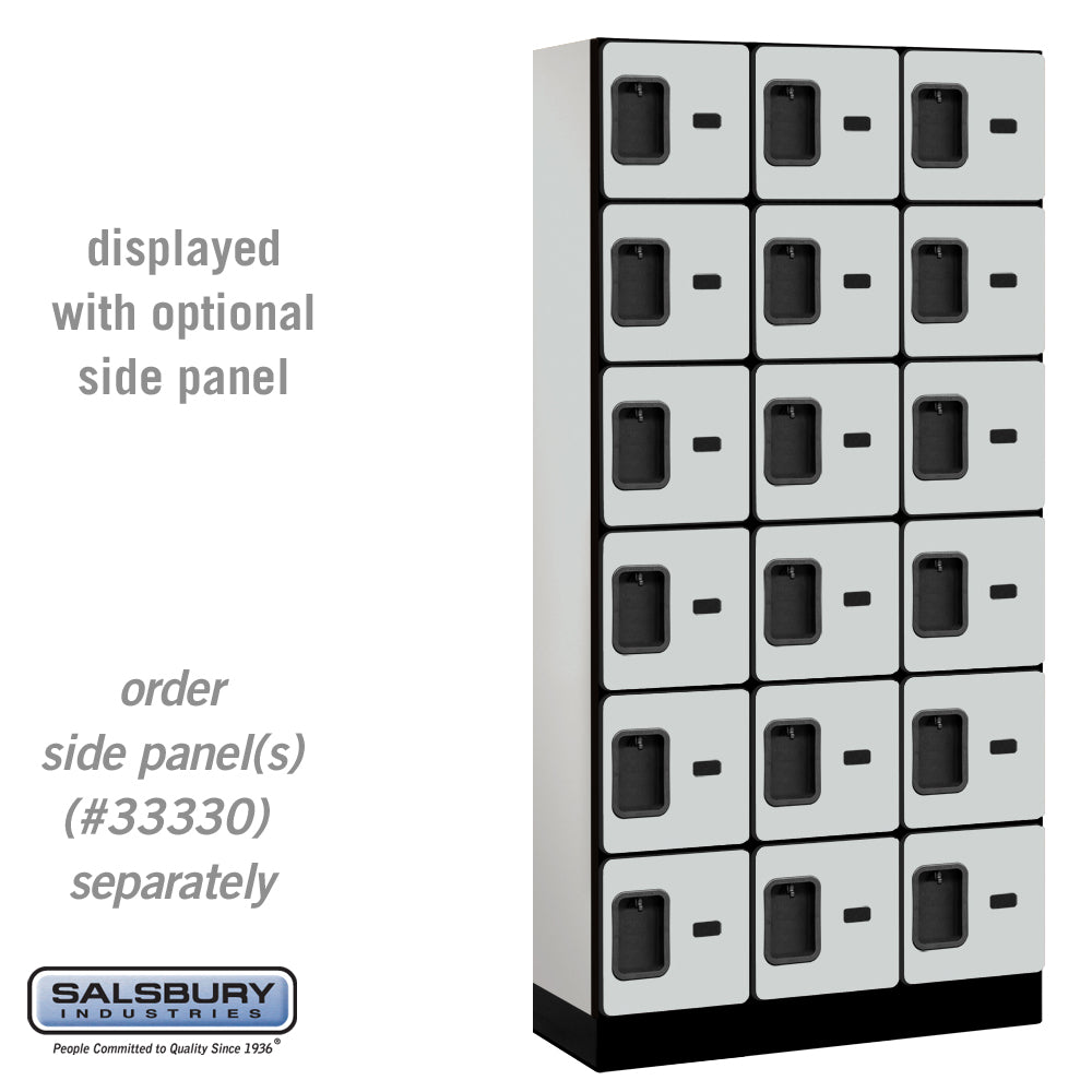 12" Wide Six Tier Box Style Designer Wood Locker - 3 Wide - 6 Feet High - 15 Inches Deep - Gray