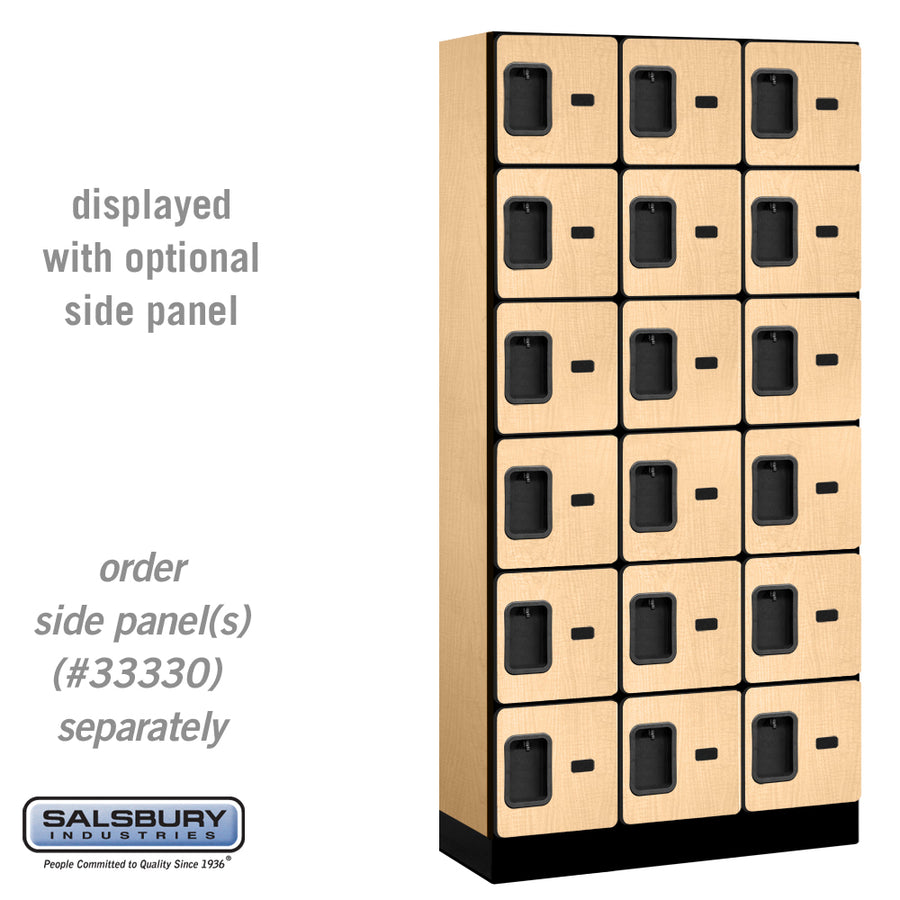 12" Wide Six Tier Box Style Designer Wood Locker - 3 Wide - 6 Feet High - 15 Inches Deep - Maple