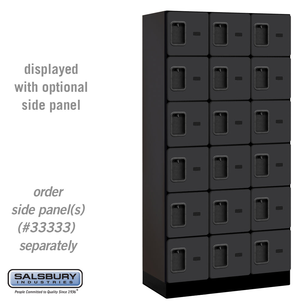 12" Wide Six Tier Box Style Designer Wood Locker - 3 Wide - 6 Feet High - 18 Inches Deep - Black