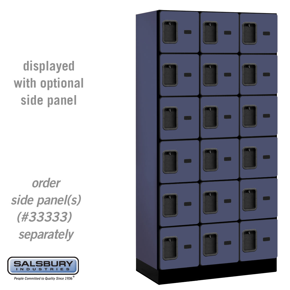 12" Wide Six Tier Box Style Designer Wood Locker - 3 Wide - 6 Feet High - 18 Inches Deep - Blue