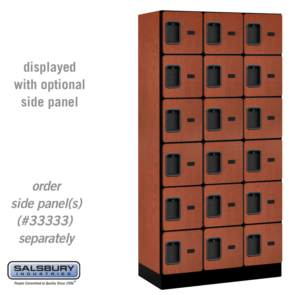 12" Wide Six Tier Box Style Designer Wood Locker - 3 Wide - 6 Feet High - 18 Inches Deep - Cherry