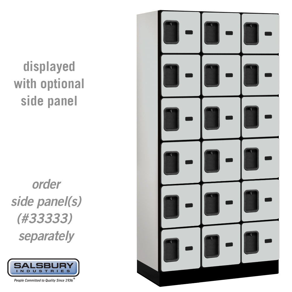 12" Wide Six Tier Box Style Designer Wood Locker - 3 Wide - 6 Feet High - 18 Inches Deep - Gray