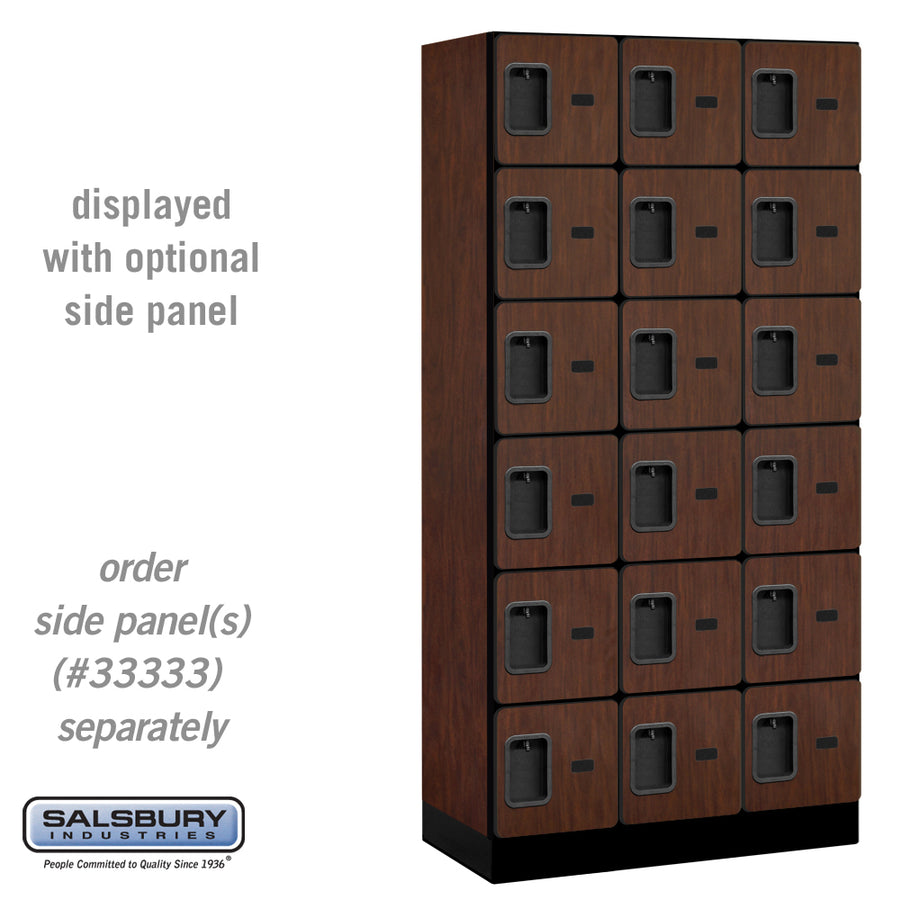 12" Wide Six Tier Box Style Designer Wood Locker - 3 Wide - 6 Feet High - 18 Inches Deep - Mahogany