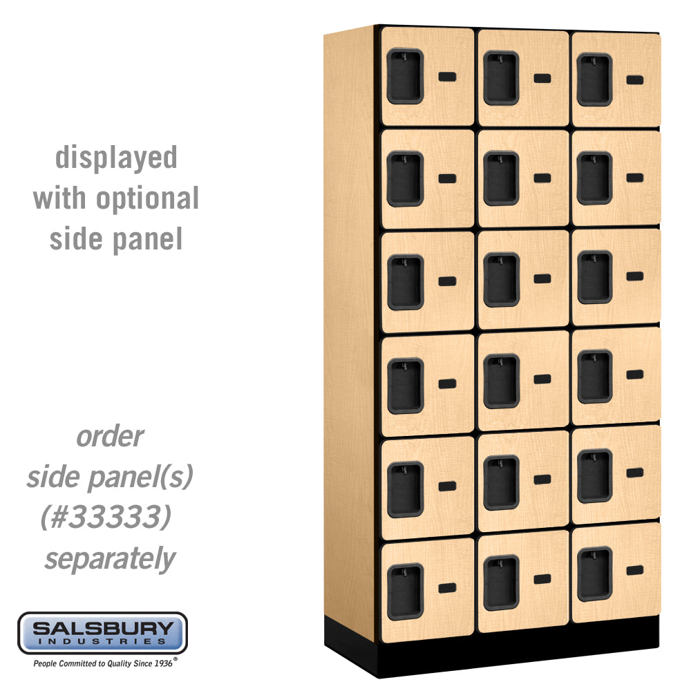 12" Wide Six Tier Box Style Designer Wood Locker - 3 Wide - 6 Feet High - 18 Inches Deep - Maple