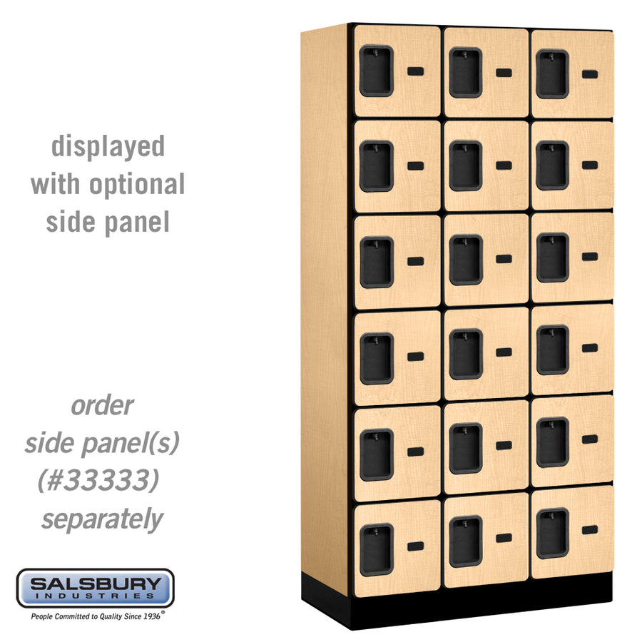 12" Wide Six Tier Box Style Designer Wood Locker - 3 Wide - 6 Feet High - 18 Inches Deep - Maple