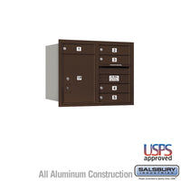 Thumbnail for 6 Door High Recessed Mounted 4C Horizontal Mailbox with 5 Doors and 1 Parcel Locker in Bronze with USPS Access - Rear Loading