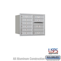 Thumbnail for 6 Door High Recessed Mounted 4C Horizontal Mailbox with 9 Doors in Aluminum with USPS Access - Rear Loading