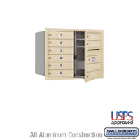 Thumbnail for 6 Door High Recessed Mounted 4C Horizontal Mailbox with 9 Doors in Sandstone with USPS Access - Front Loading