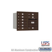 Thumbnail for 6 Door High Recessed Mounted 4C Horizontal Mailbox with 9 Doors in Bronze with USPS Access - Rear Loading