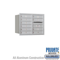 Thumbnail for 6 Door High Recessed Mounted 4C Horizontal Mailbox with 10 Doors in Aluminum with Private Access - Rear Loading