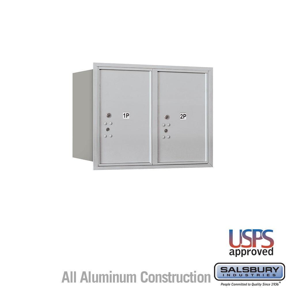 6 Door High Recessed Mounted 4C Horizontal Parcel Locker with 2 Parcel Lockers in Aluminum with USPS Access - Rear Loading